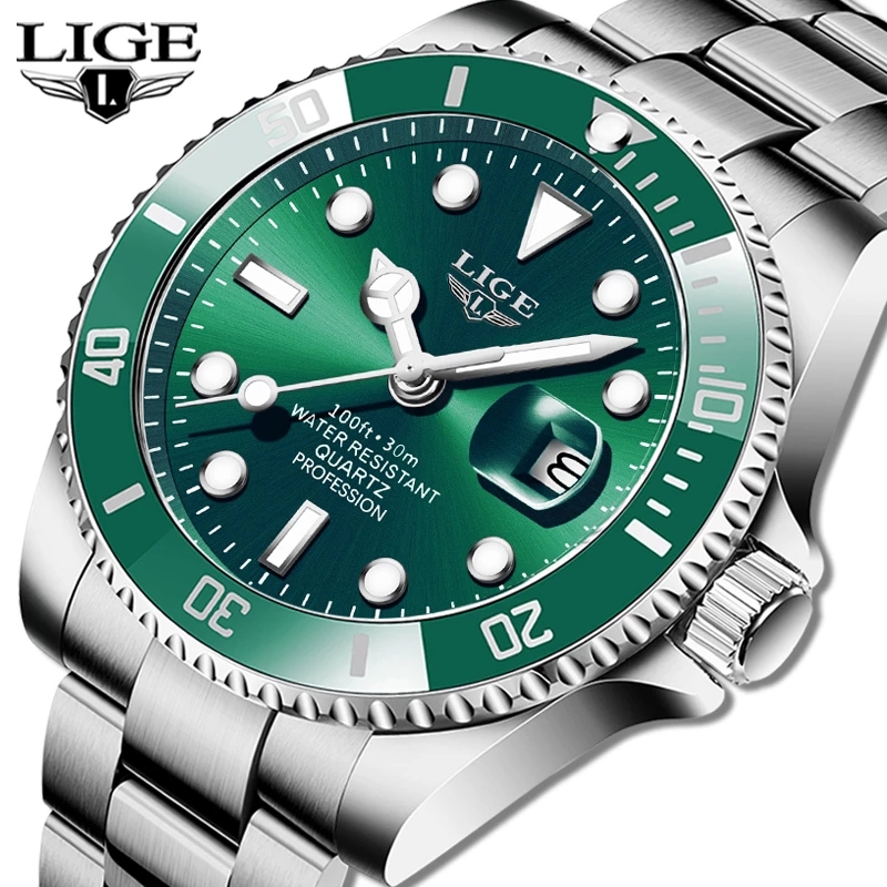 Luxury Watch Mockup - LIGE Top Brand Luxury Fashion Diver