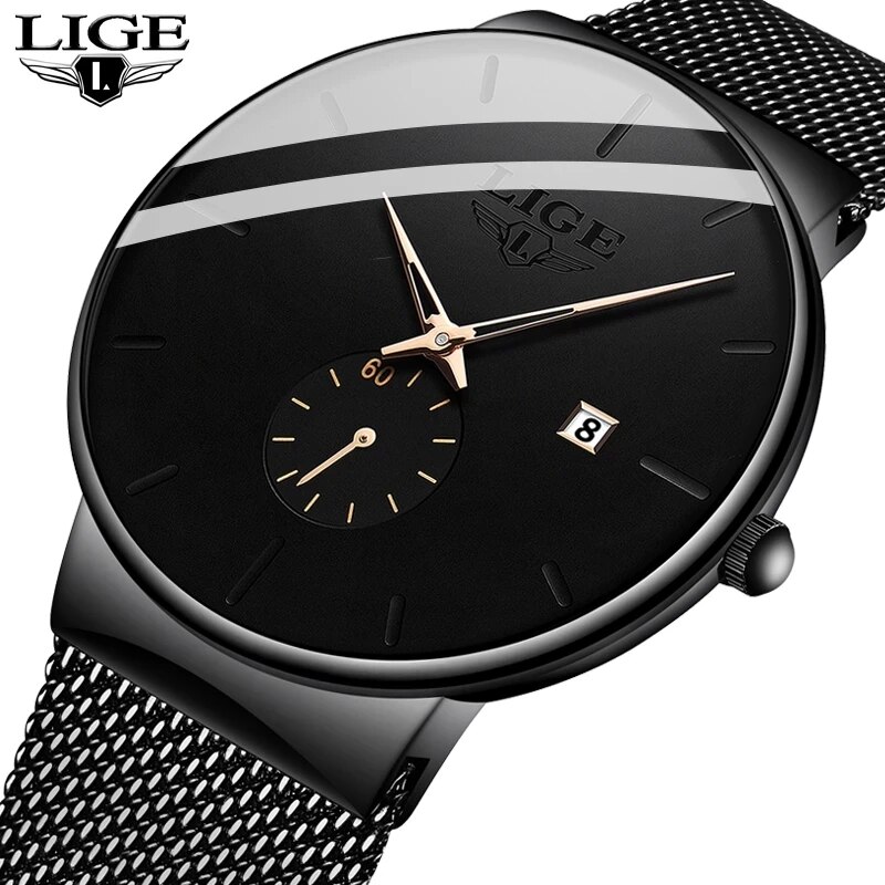 Luxury Watch Mockup - LIGE Fashion Mens Watches Top Brand