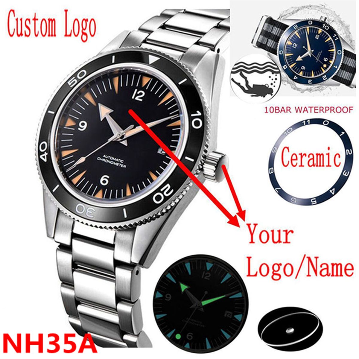 Custom Logo NH35 Movement Watc - Luxury Watch Price review and price