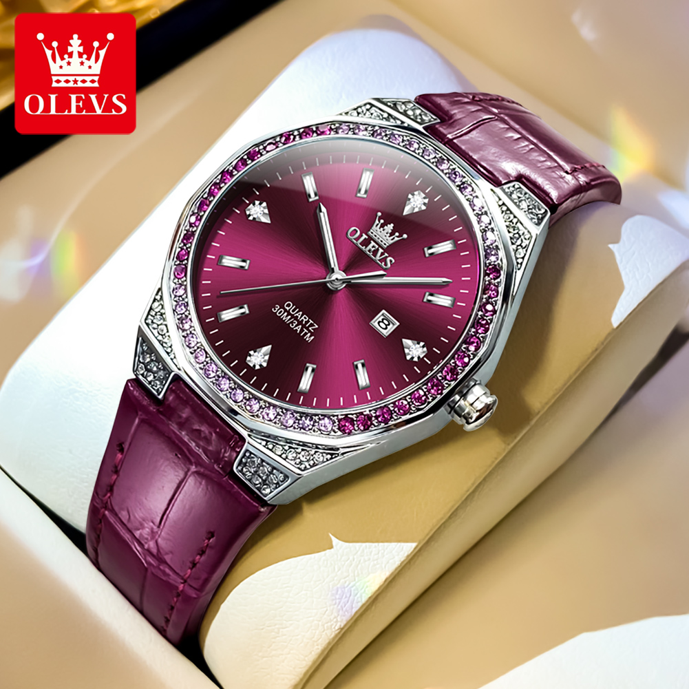 OLEVS Original Women's Watches - Luxury Watch With Leather Strap review and price