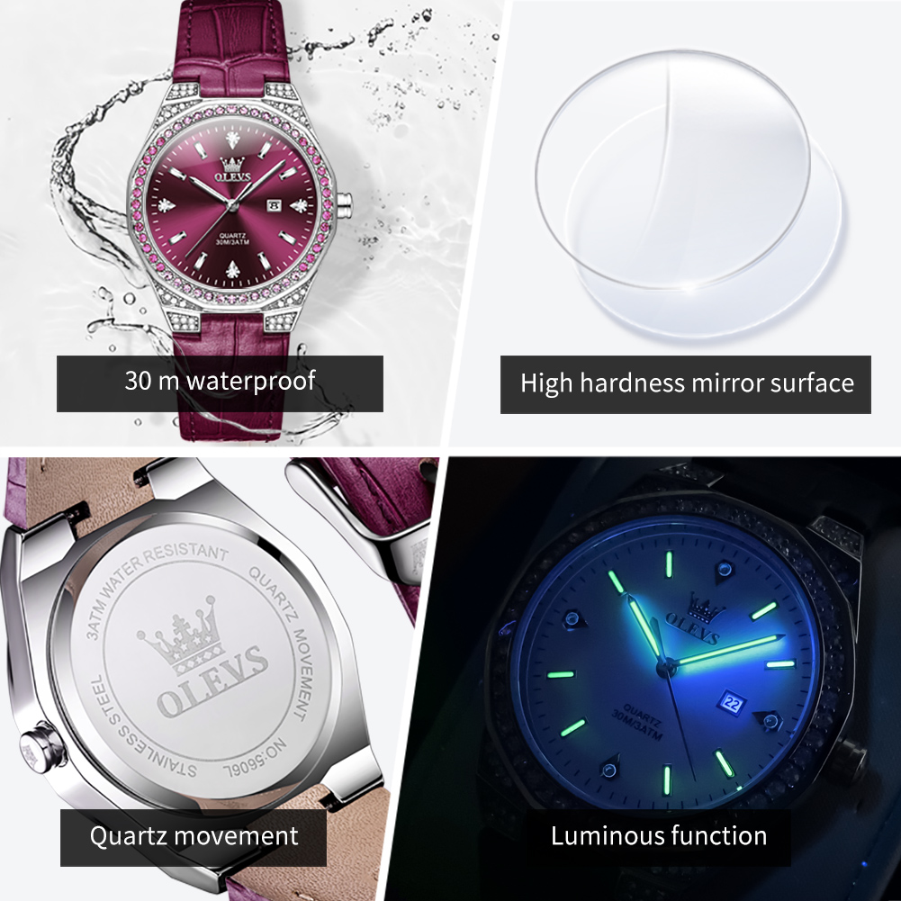 OLEVS Original Women's Watches - Luxury Watch With Leather Strap review and price