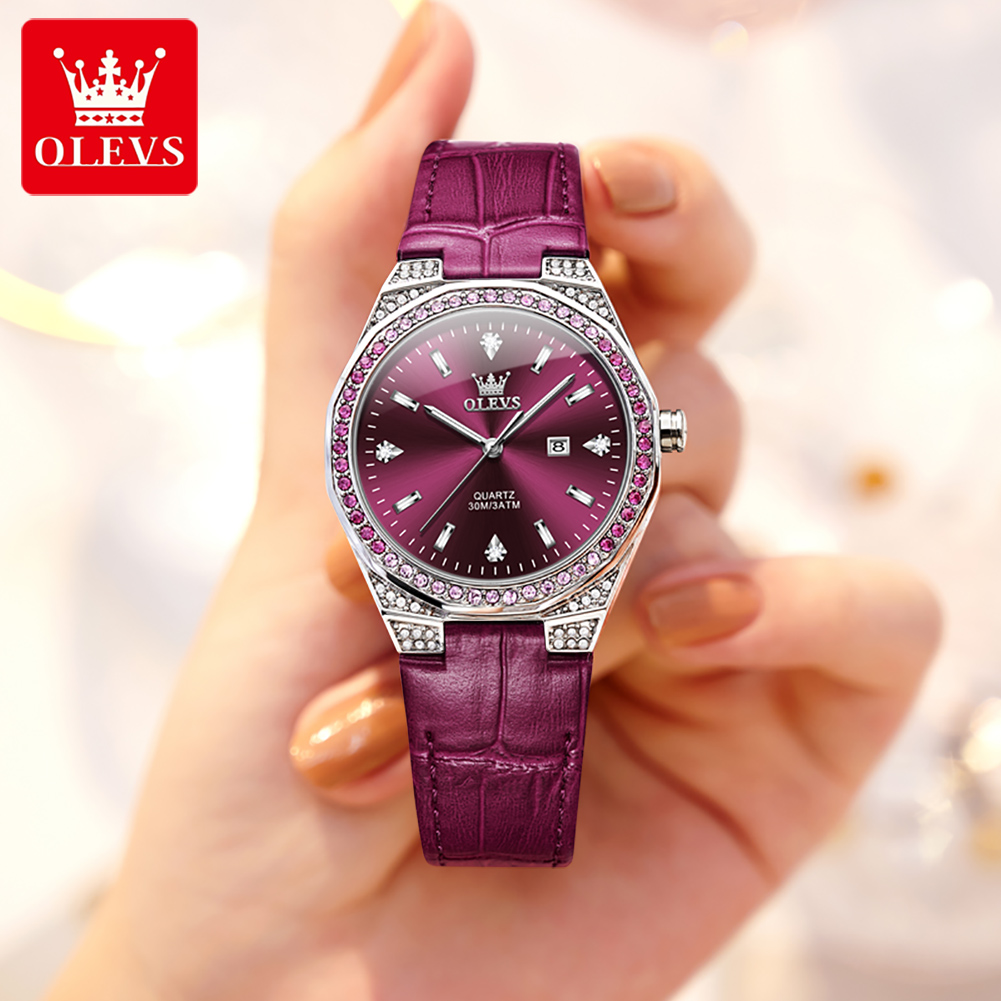 OLEVS Original Women's Watches - Luxury Watch With Leather Strap review and price