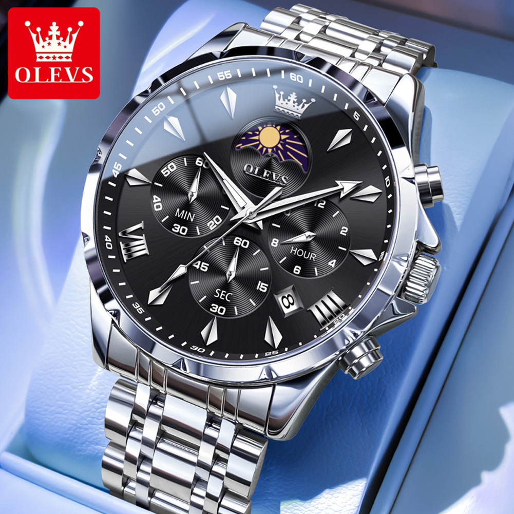 OLEVS 3653 Brand Moon Phase Ca - Luxury Watch Mockup review and price