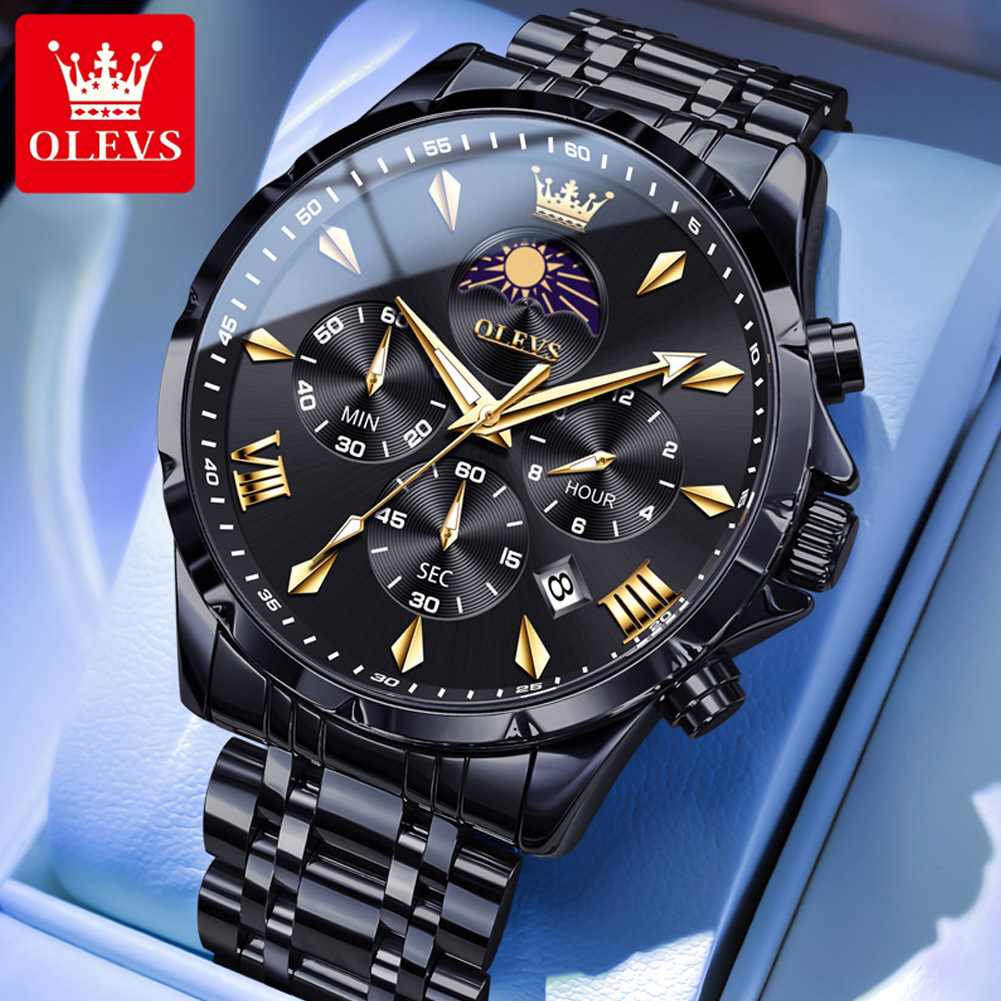 OLEVS 3653 Brand Moon Phase Ca - Luxury Watch Mockup review and price