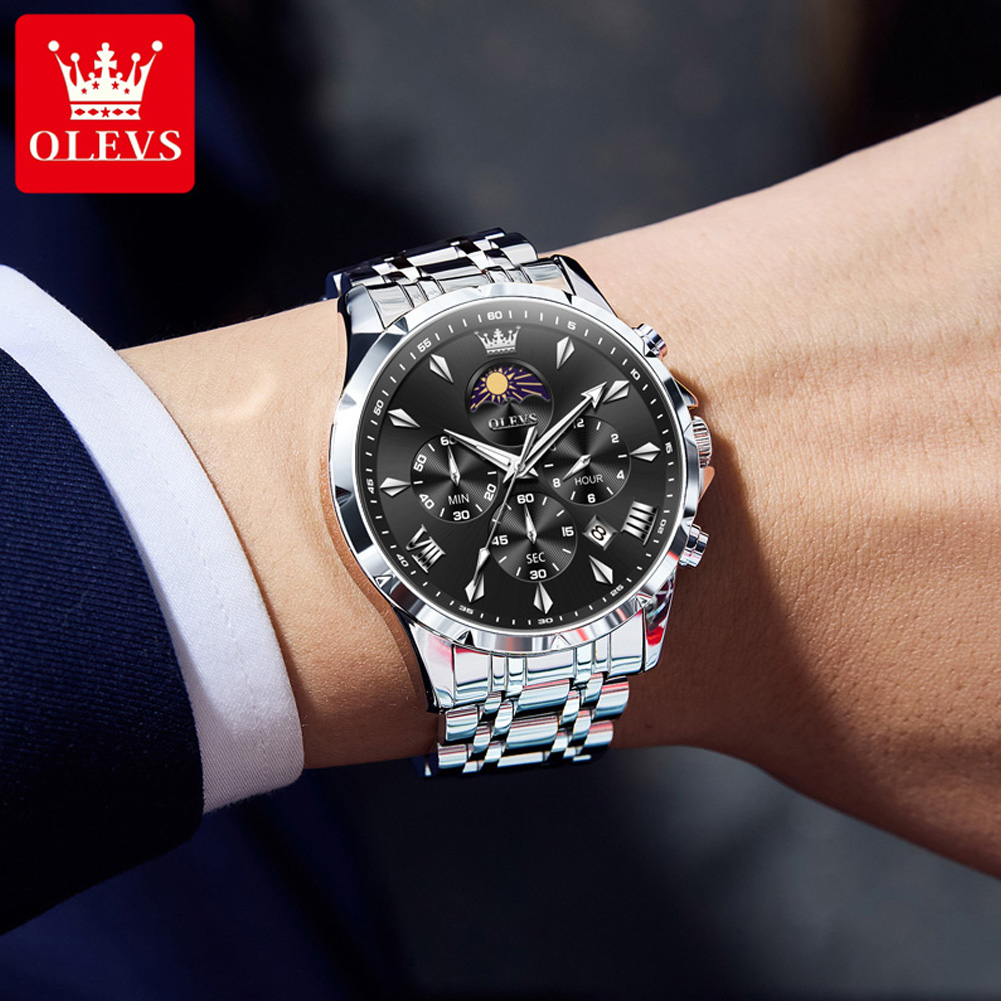 OLEVS 3653 Brand Moon Phase Ca - Luxury Watch Mockup review and price