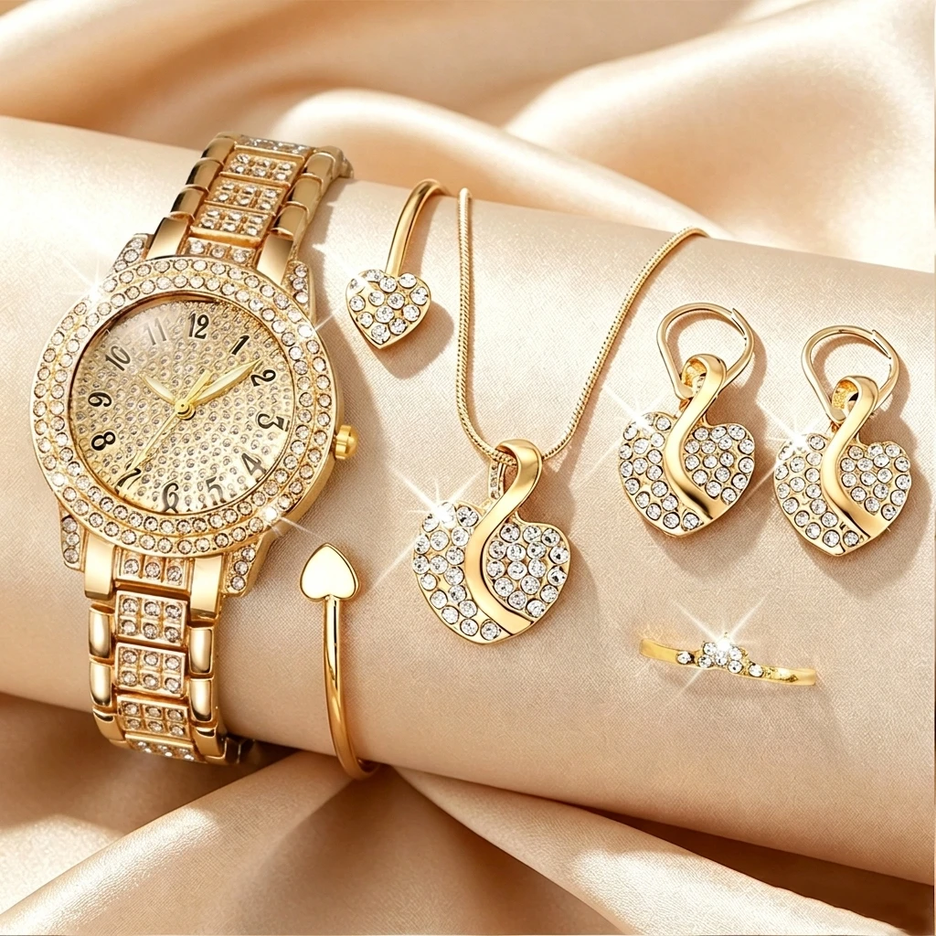 6PCS Fashion Rhinestone Women  - Luxury Watch Kit review and price