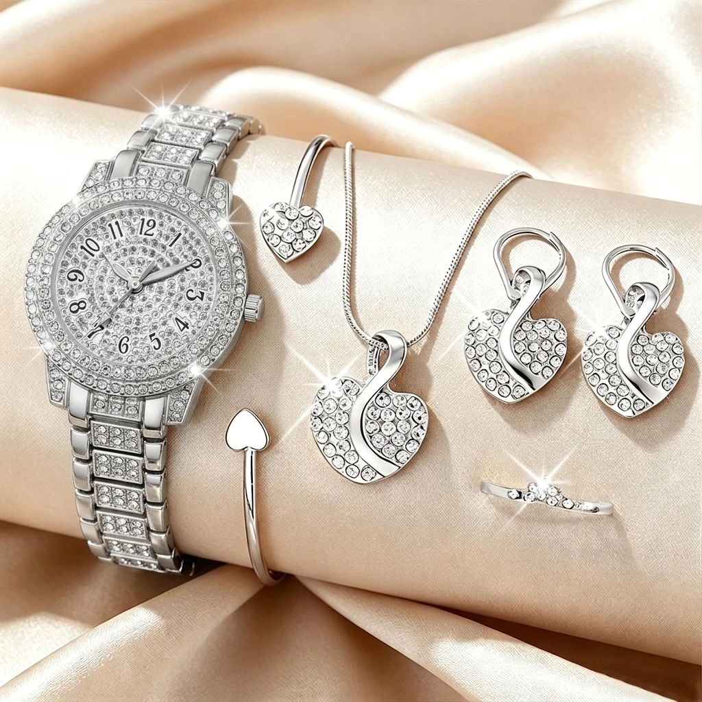 6PCS Fashion Rhinestone Women  - Luxury Watch Kit review and price