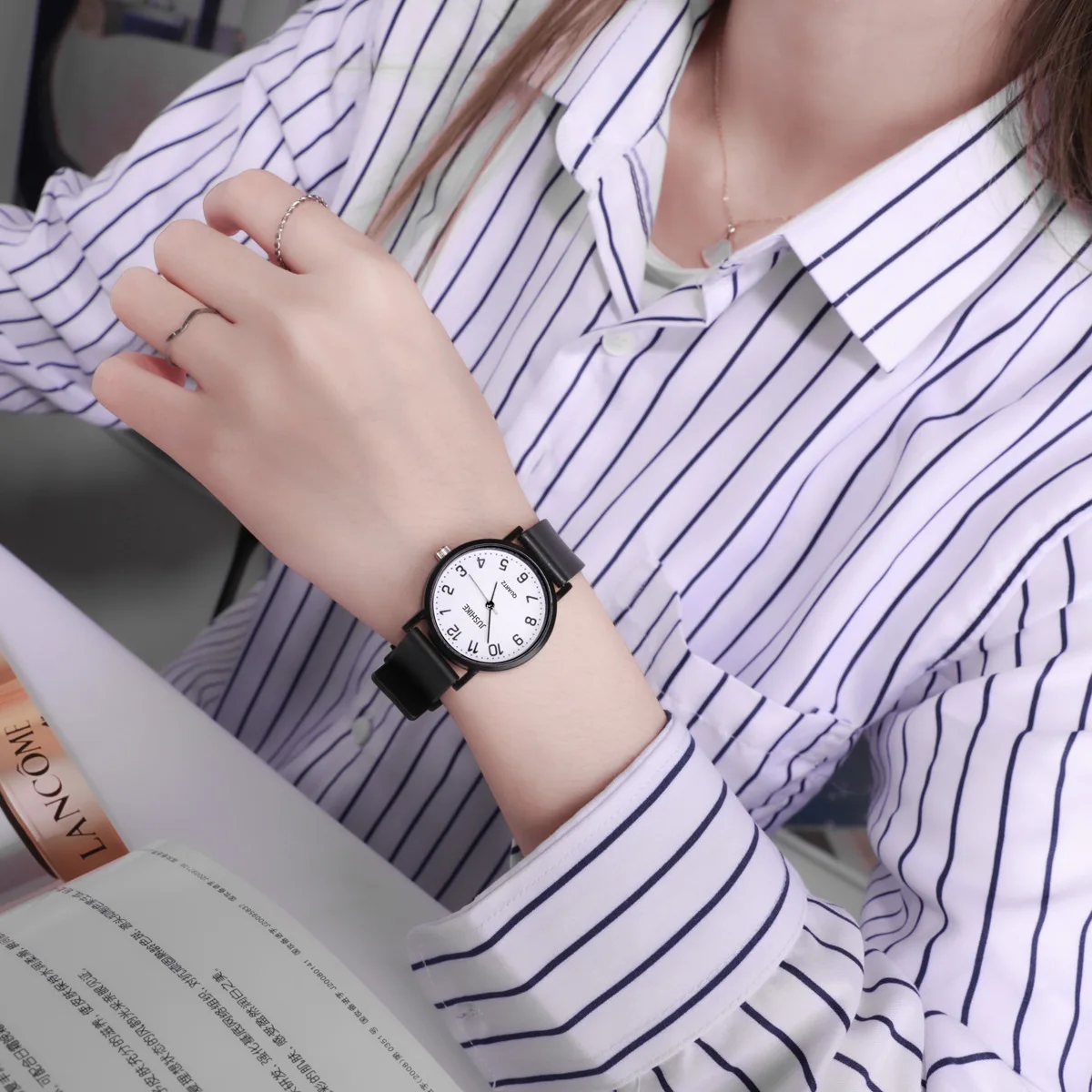Simple Black Watch Quartz Watc - Luxury Watch With Leather Strap review and price